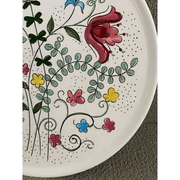 Vintage Bouquet Floral Ceramic Serving Plate Round Platter Japan 10 1/8" - Picture 9 of 9